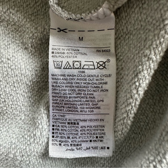 Gap Pullover Sweatshirt Womens M Cursive Logo Crewneck Striped Sleeve Y2K Retro - Picture 8 of 10